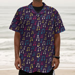 Cute Music Notes Pattern Print Textured Short Sleeve Shirt