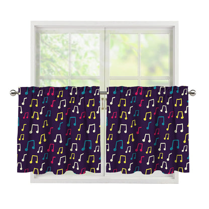 Cute Music Notes Pattern Print Tier Curtains