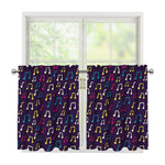 Cute Music Notes Pattern Print Tier Curtains