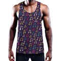 Cute Music Notes Pattern Print Men's Workout Tank Top