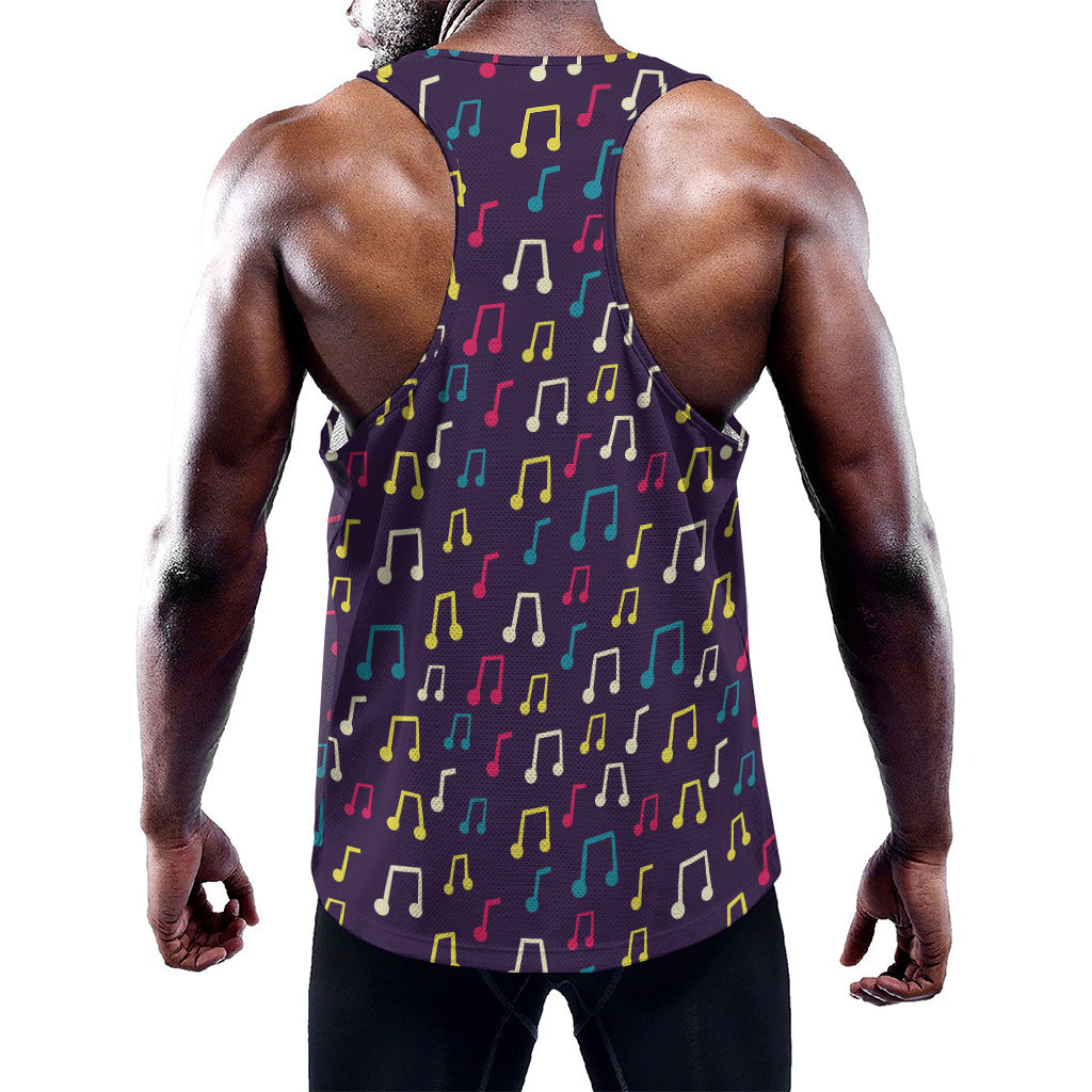 Cute Music Notes Pattern Print Training Tank Top