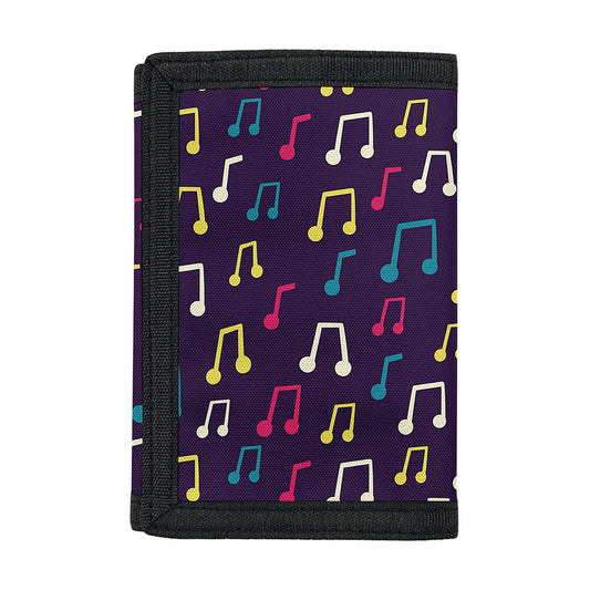 Cute Music Notes Pattern Print Trifold Wallet