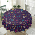 Cute Music Notes Pattern Print Waterproof Round Tablecloth