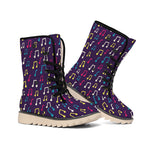 Cute Music Notes Pattern Print Winter Boots