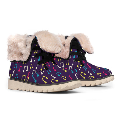 Cute Music Notes Pattern Print Winter Boots