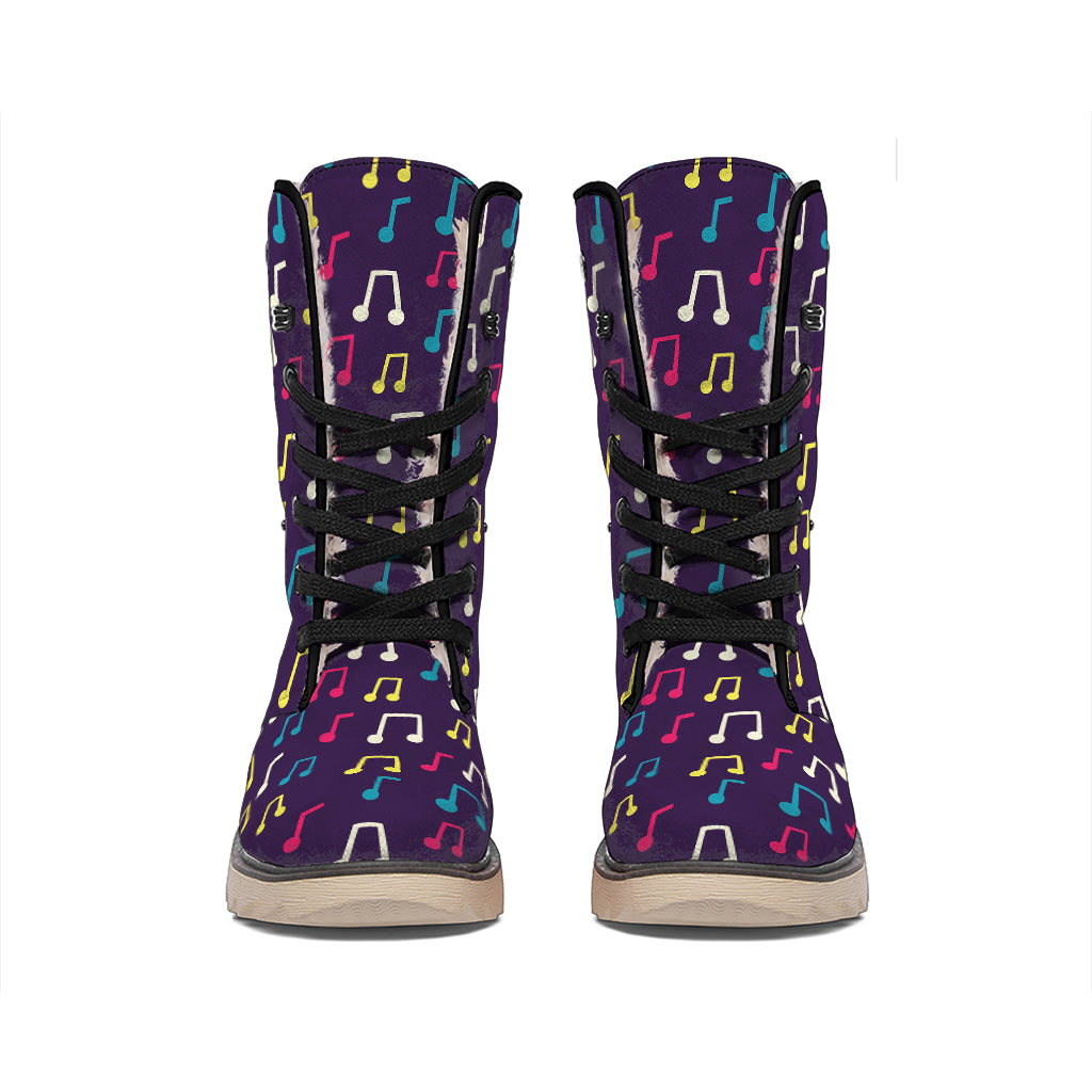 Cute Music Notes Pattern Print Winter Boots