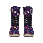 Cute Music Notes Pattern Print Winter Boots