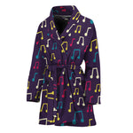 Cute Music Notes Pattern Print Women's Bathrobe