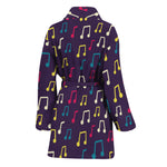 Cute Music Notes Pattern Print Women's Bathrobe