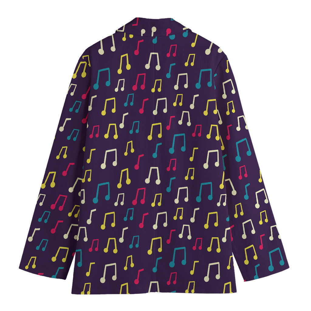 Cute Music Notes Pattern Print Women's Blazer
