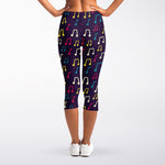 Cute Music Notes Pattern Print Women's Capri Leggings