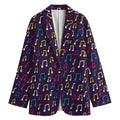 Cute Music Notes Pattern Print Women's Cotton Blazer