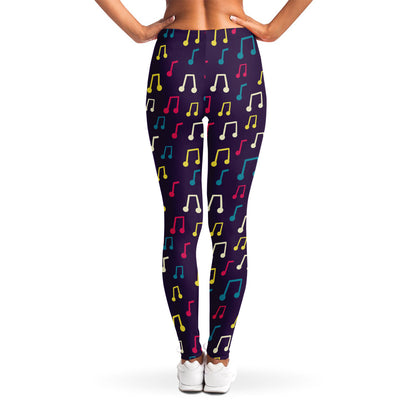 Cute Music Notes Pattern Print Women's Leggings