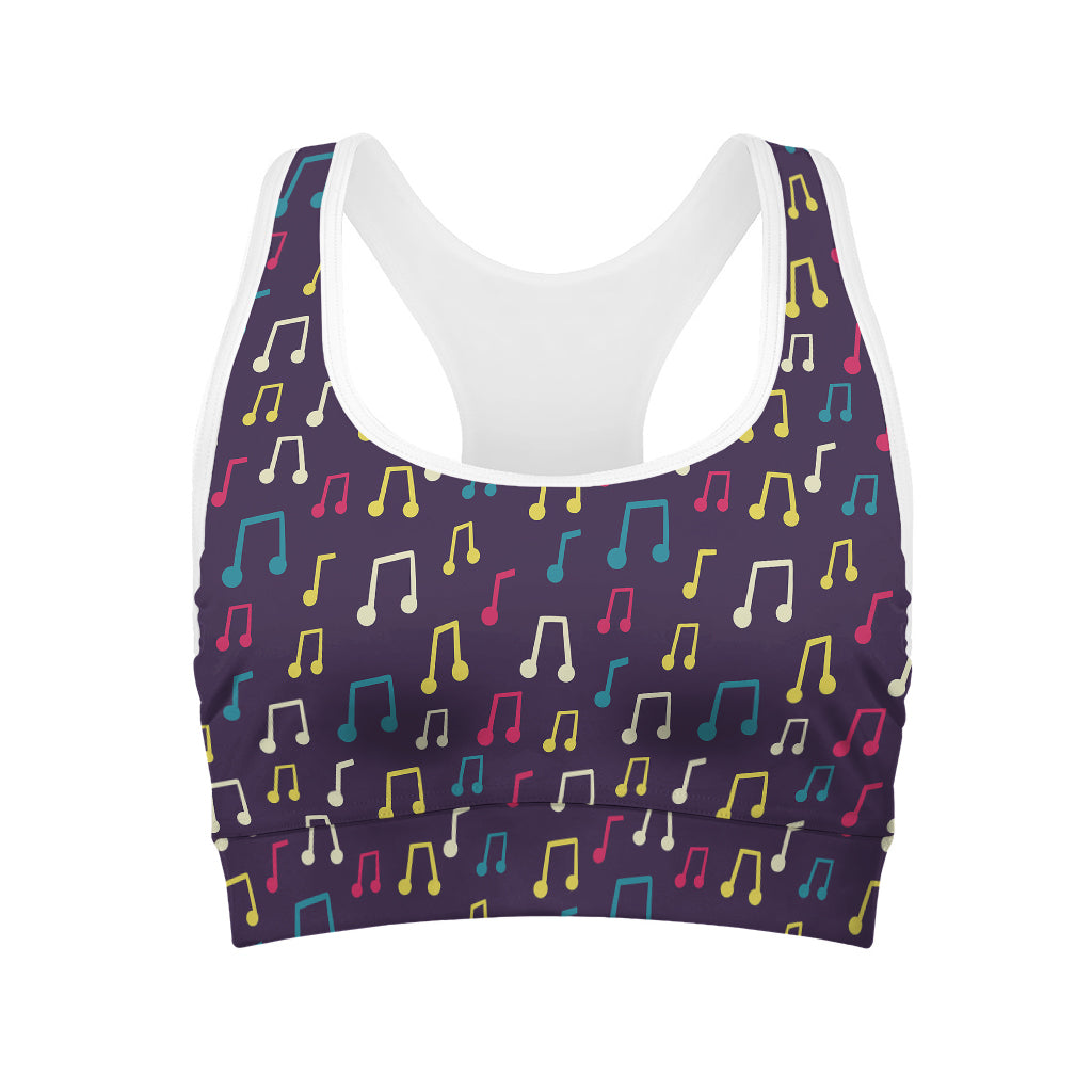 Cute Music Notes Pattern Print Women's Sports Bra