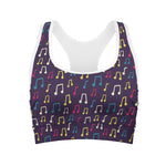 Cute Music Notes Pattern Print Women's Sports Bra