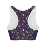 Cute Music Notes Pattern Print Women's Sports Bra