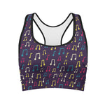 Cute Music Notes Pattern Print Women's Sports Bra