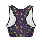 Cute Music Notes Pattern Print Women's Sports Bra