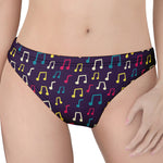 Cute Music Notes Pattern Print Women's Thong
