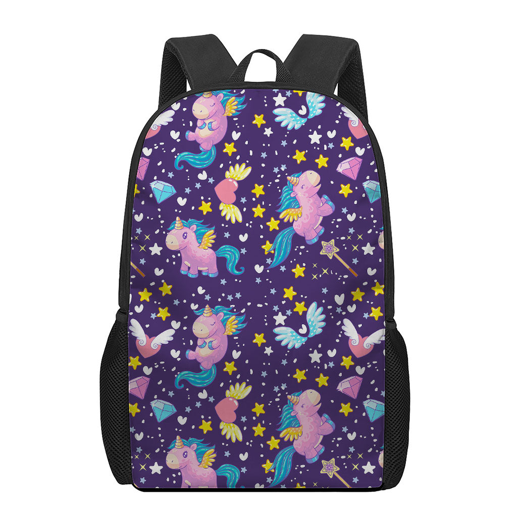 Cute Night Star Unicorn Pattern Print 17 Inch Backpack