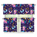 Cute Night Star Unicorn Pattern Print 3 Piece Kitchen Curtains