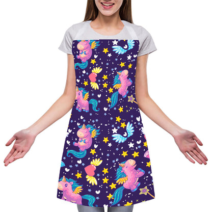 Cute Night Star Unicorn Pattern Print Adjustable Apron