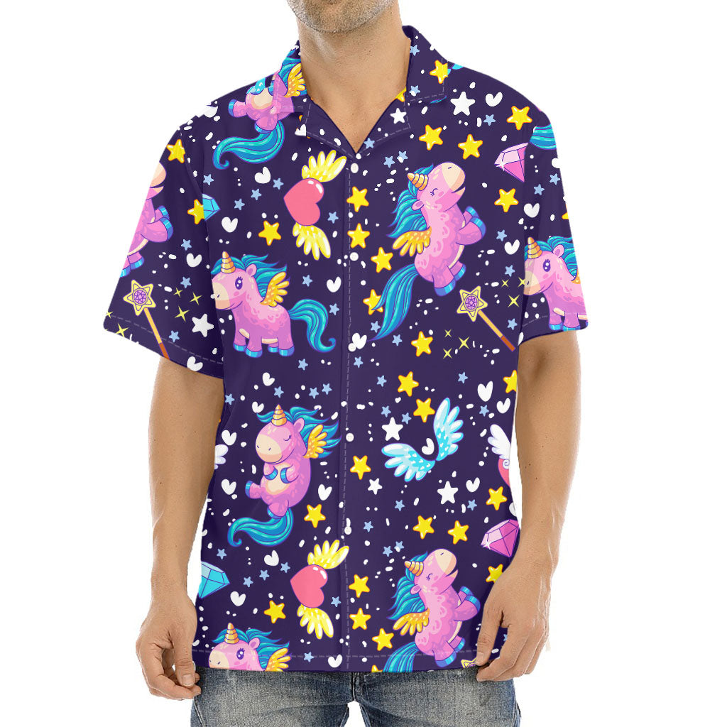 Cute Night Star Unicorn Pattern Print Aloha Shirt