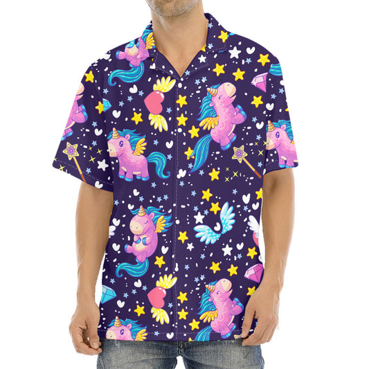 Cute Night Star Unicorn Pattern Print Aloha Shirt