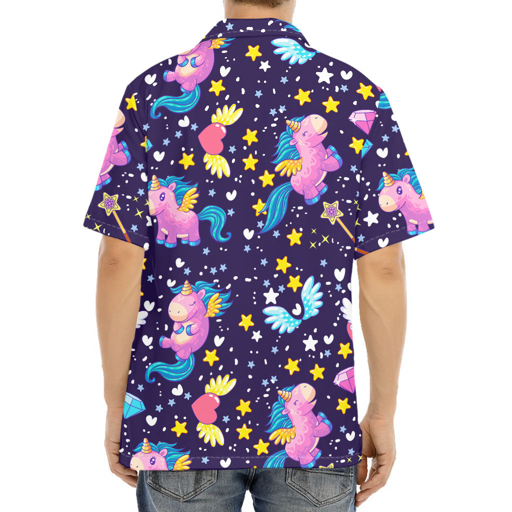 Cute Night Star Unicorn Pattern Print Aloha Shirt