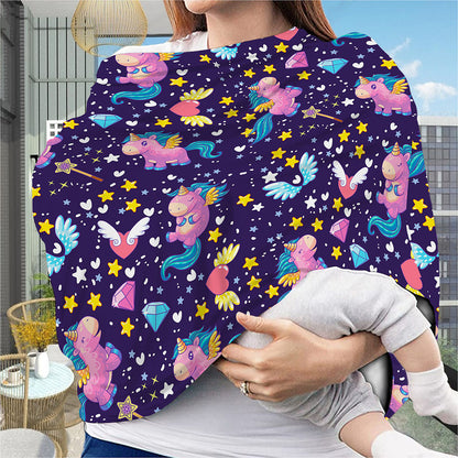 Cute Night Star Unicorn Pattern Print Baby Seat Cover