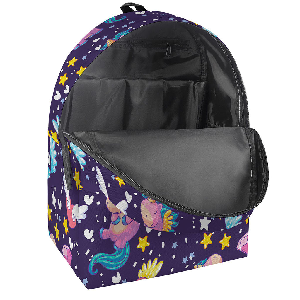 Cute Night Star Unicorn Pattern Print Backpack