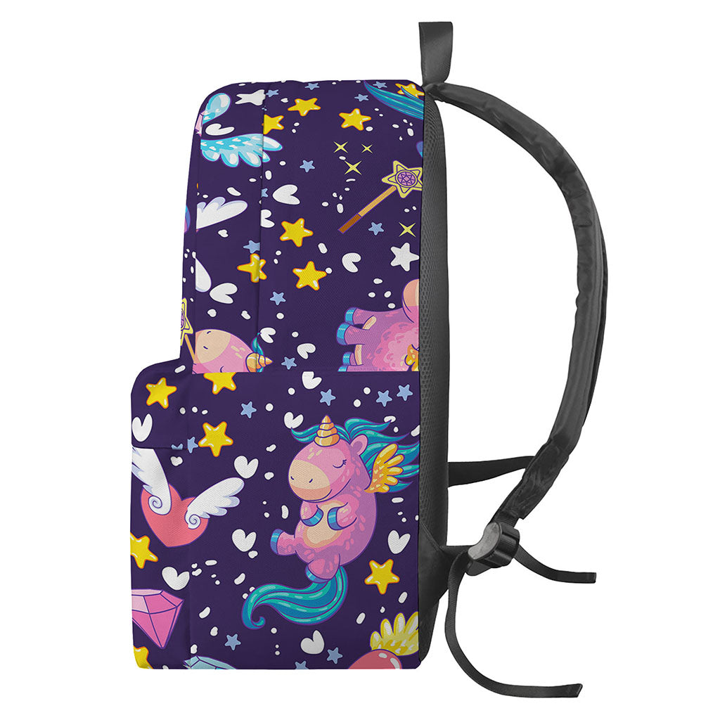 Cute Night Star Unicorn Pattern Print Backpack