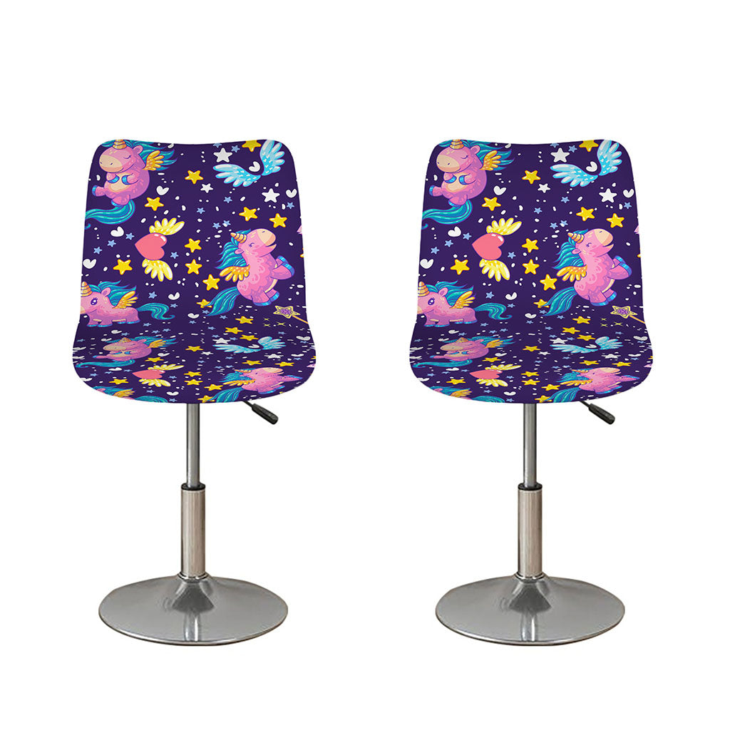 Cute Night Star Unicorn Pattern Print Bar Stool Covers