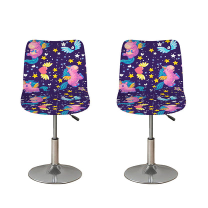 Cute Night Star Unicorn Pattern Print Bar Stool Covers
