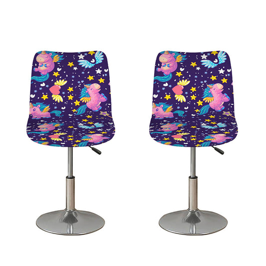 Cute Night Star Unicorn Pattern Print Bar Stool Covers