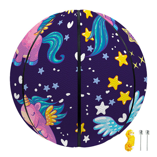 Cute Night Star Unicorn Pattern Print Basketball