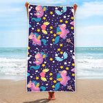 Cute Night Star Unicorn Pattern Print Beach Towel