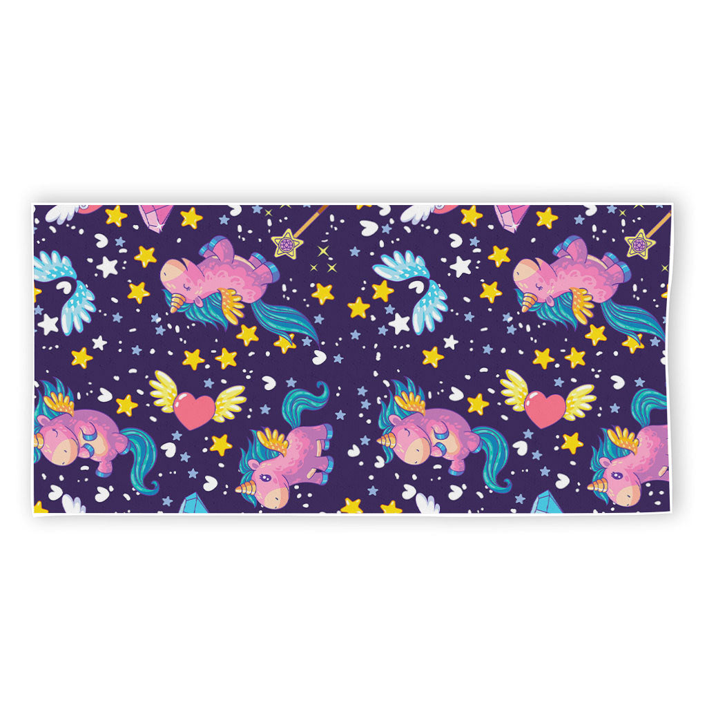Cute Night Star Unicorn Pattern Print Beach Towel