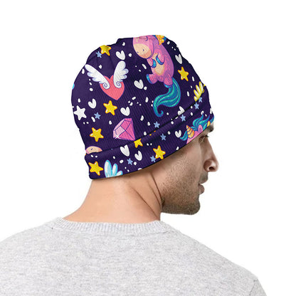 Cute Night Star Unicorn Pattern Print Beanie