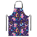 Cute Night Star Unicorn Pattern Print Bib Apron With Pocket
