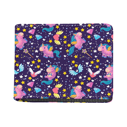 Cute Night Star Unicorn Pattern Print Bifold Wallet