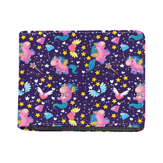 Cute Night Star Unicorn Pattern Print Bifold Wallet