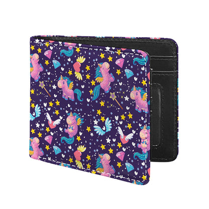 Cute Night Star Unicorn Pattern Print Bifold Wallet