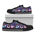 Cute Night Star Unicorn Pattern Print Black Low Top Sneakers