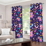 Cute Night Star Unicorn Pattern Print Blackout Grommet Curtains