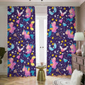 Cute Night Star Unicorn Pattern Print Dimout Pencil Pleat Curtains
