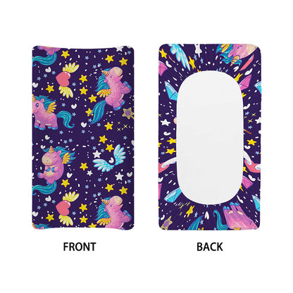 Cute Night Star Unicorn Pattern Print Changing Pad Cover