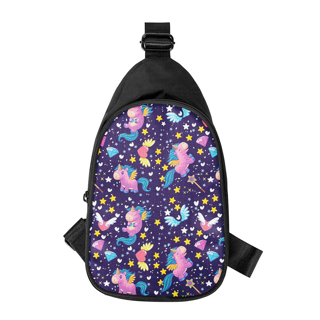 Cute Night Star Unicorn Pattern Print Chest Bag