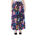 Cute Night Star Unicorn Pattern Print Chiffon Maxi Skirt