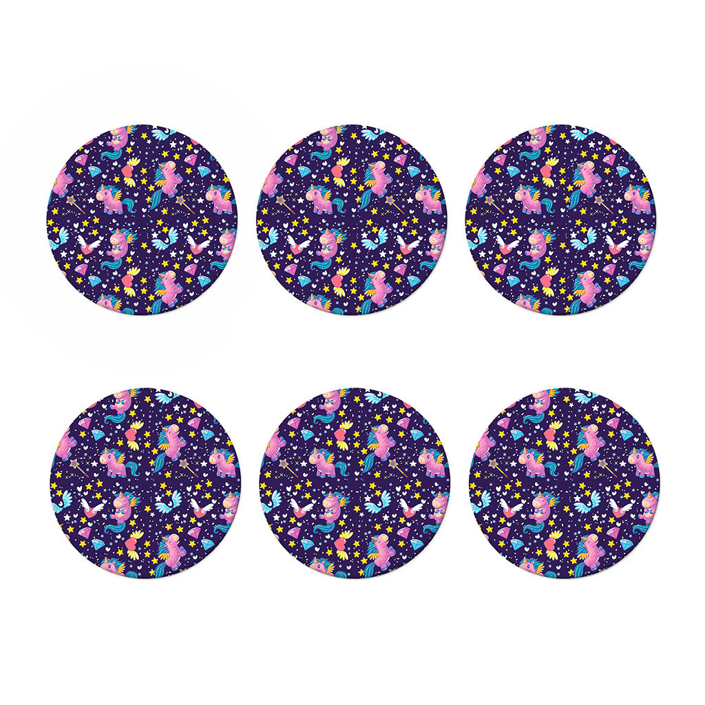 Cute Night Star Unicorn Pattern Print Coaster Set
